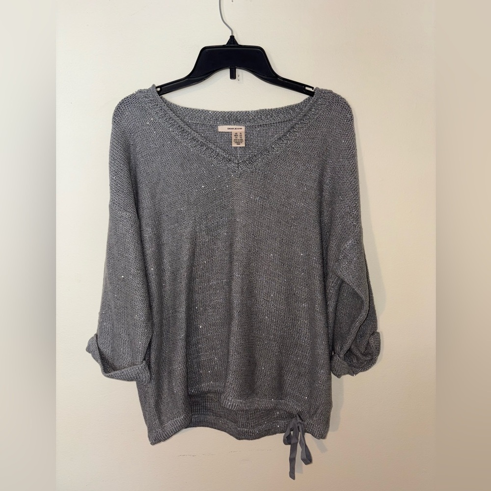 DKNY Jeans Sequin V Neck Sweater Size Womens XL NEW